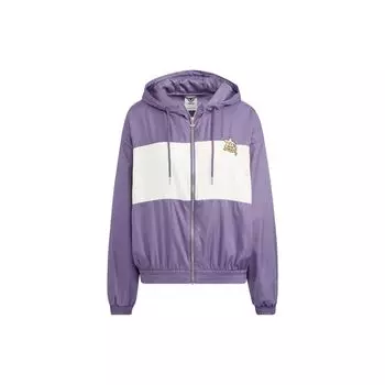 Adidas Originals FW22 Лоскутная куртка с капюшоном и принтом логотипа Женская верхняя одежда Фиолетовый HS1934 M