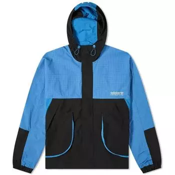 Adidas Originals FW22 Сращенный дизайн с логотипом бренда и принтом ветровка с капюшоном на шнурке Мужская ветровка Синий Черный H09053 M