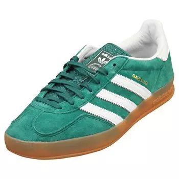 adidas Originals Gazelle College Size Leather Sneakers with Rubber Authentic adidas Japan Product Indoor, Green/Footwear White/Gum, IG1596, 27.5cm,