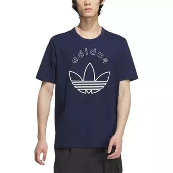 Adidas Originals Logo Print Повседневная спортивная футболка с коротким рукавом Мужские топы Indigo JD3257 L