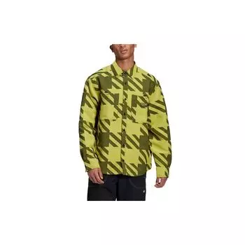 Adidas Originals Модная спортивная рубашка с длинным рукавом и контрастным воротником Мужские топы Зеленые GD9343 L