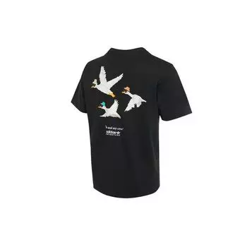 Adidas Originals Peace Dove Print Повседневная спортивная футболка с круглым вырезом Мужские топы Черный HZ1148 XS