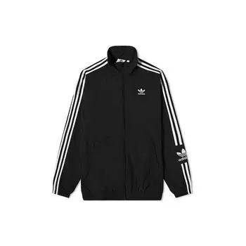 Adidas Originals Полосатый логотип Свободный воротник-стойка Спортивная куртка Мужская верхняя одежда Черный H41391 M