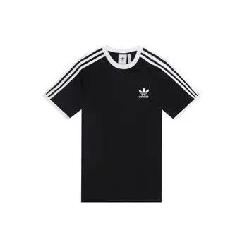 Adidas Originals Ретро полосатая серия Slim Fit с круглым вырезом и логотипом в полоску с коротким рукавом, международная версия, мужские топы, черные CW1202 S