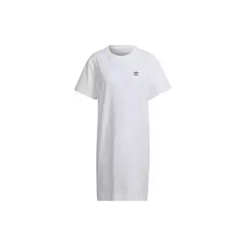 Adidas Originals сплошное цветное платье с логотипом и круглым вырезом с короткими рукавами женское платье белое HL6613 S