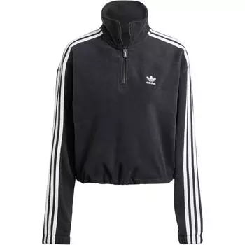 Adidas Originals Свободный свитшот из полар-флиса на молнии, удобный, в полоску, женский, черный IY7266 2XS