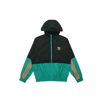 Adidas Originals Trefoil 2-тонная легкая ветровка с логотипом и принтом мужские куртки черный зеленый GK5923 L