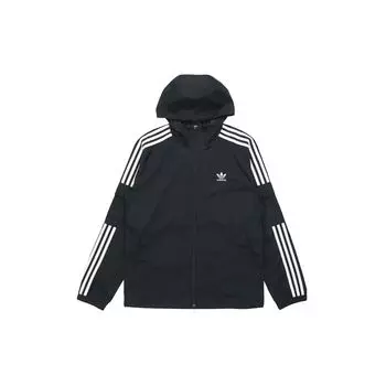Adidas Originals Trefoil 3-полоски WB FZ Свободная спортивная куртка с капюшоном Осеннее международное издание Мужская верхняя одежда Черный GN3475 S