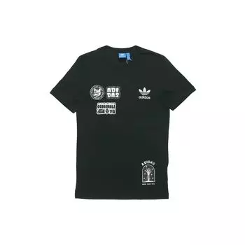 Adidas Originals Trefoil 3M Светоотражающая футболка с короткими рукавами и граффити в виде животных, мужские топы, черные BS3167 M