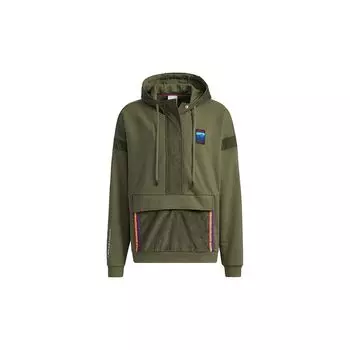 Adidas Originals Trefoil Adv Спортивная толстовка с капюшоном на молнии, мужские топы, базовый зеленый GV0930 S