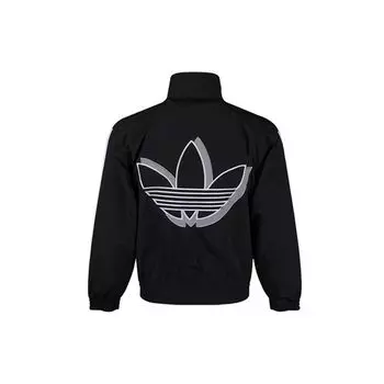 Adidas Originals Trefoil Большой Логотип Ретро Спортивная Куртка Мужская Куртка Черная FM1538 XS