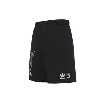 Adidas Originals Trefoil Cartoon Print Прямые шорты Мужские шорты черные HR7111 S