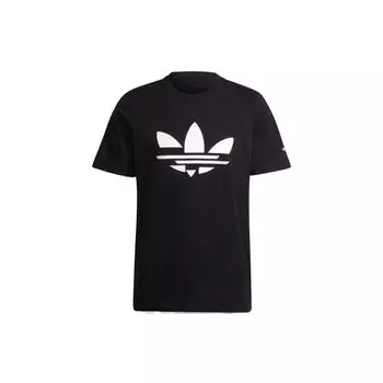 Adidas Originals Trefoil Classic Большой Логотип Дышащая Футболка с Коротким Рукавом Мужские Топы Черный H35647 L