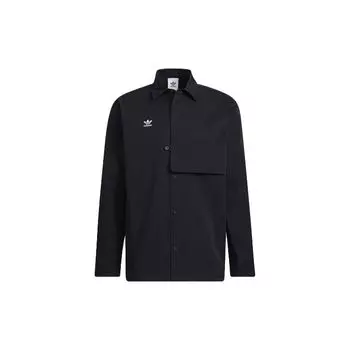Adidas Originals Trefoil CNY однотонная рубашка на пуговицах с длинным рукавом мужские топы черные HC0561 M