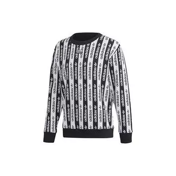 Adidas Originals Trefoil D Crew Colorblock Stripe Sweatshirt Мужская толстовка Черный Белый FM2292 XS