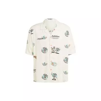 Adidas Originals Trefoil Enjoy Resort Спортивная рубашка с короткими рукавами и мультяшным принтом Мужские топы Wonderful-White IT8179 XS