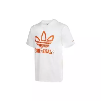 Adidas Originals Trefoil Grafitti Logo Print Спортивная футболка с коротким рукавом Мужские топы Белые H32311 XL