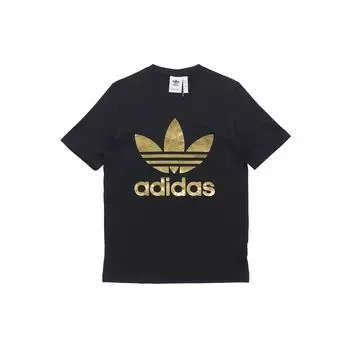 Adidas Originals Trefoil Holo Повседневная спортивная футболка с круглым вырезом Мужские топы Черный GM3268 XL