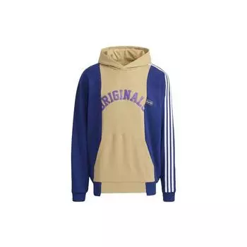 Adidas Оригинальная толстовка с капюшоном с логотипом-трилистником и алфавитом, цветные блоки, мужские топы, сине-коричневые HC0376 S