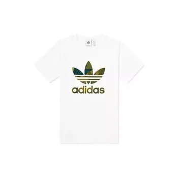 Adidas Originals Trefoil Logo Повседневная футболка с коротким рукавом Мужские топы Белый FM3337 L