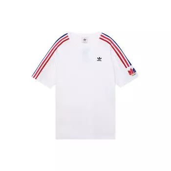Adidas Originals Trefoil Logo Print Спортивная футболка с коротким рукавом Мужские топы Белые GE0837 XL