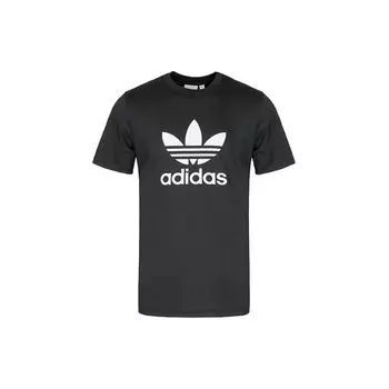 Adidas Originals Trefoil Logo Print Спортивная футболка с коротким рукавом Мужские топы Черный AJ8830 S