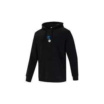 Adidas Originals Trefoil Logo Print Спортивная толстовка с капюшоном Мужская толстовка с капюшоном черная GN2708 XS
