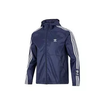 Adidas Originals Trefoil Logo Stripe Повседневная спортивная куртка с капюшоном Мужская верхняя одежда Темно-синий HC2007 XL
