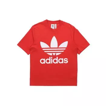 Adidas Originals Trefoil Logo Свободная футболка с коротким рукавом Мужские топы Красный FM3796