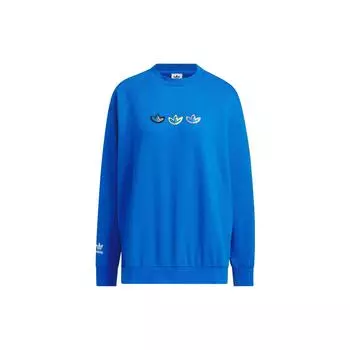 Adidas Originals Trefoil Love Logo Толстовка с круглым вырезом Женская толстовка Bird-Feather-Blue IK6859 L