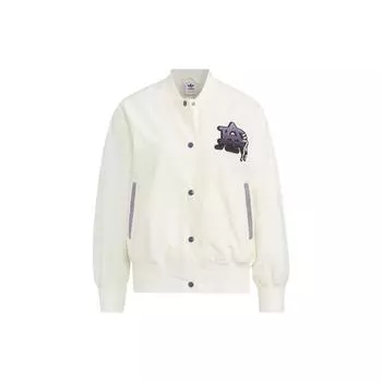 Adidas Originals Trefoil Mc Bomber Однобортная куртка-пилот с вышитым логотипом Женская куртка Белая HS1918 M