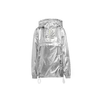 Adidas Originals Trefoil Однотонная куртка унисекс с капюшоном и полумолнией, серебристая HN5854 M