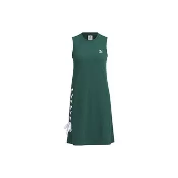 Adidas Originals Trefoil Однотонное платье без рукавов с логотипом Женское платье Зеленый IP2208 XS