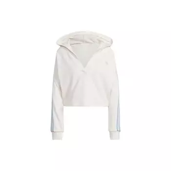 Adidas Originals Trefoil однотонный укороченный пуловер с v-образным вырезом, толстовка с длинным рукавом, женская толстовка белого цвета IC8521 XS