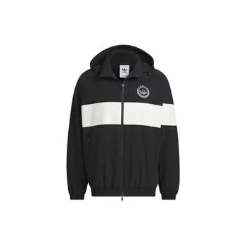 Adidas Originals Trefoil Rifta Ветровка с цветными блоками и капюшоном Мужская верхняя одежда Черный IU4793 S