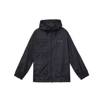 Adidas Originals Trefoil SS22 сплошной цвет воротник-стойка с капюшоном спортивная куртка на шнурке мужская верхняя одежда черный HS2025 S