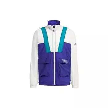 Adidas Originals Trefoil St Ltwind Wvjk Повседневная дышащая спортивная куртка с воротником-стойкой Мужские куртки сине-белые HE9931 XL