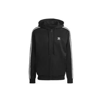 Adidas Originals Trefoil Stripe Logo Спортивная куртка с капюшоном Мужская верхняя одежда Черный HB9512 XS