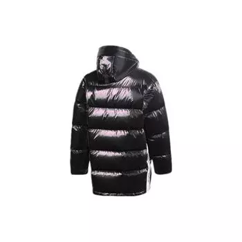 Adidas Originals Trefoil Утолщенный ветрозащитный пуховик средней длины с капюшоном Мужская верхняя одежда Черный GJ6732 XS