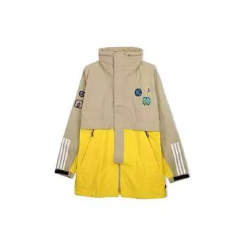 Adidas Originals Trefoil X Pharrell Williams Упакованная куртка средней длины с капюшоном и вышивкой Colorblock Мужская верхняя одежда цвета хаки CE9491 S