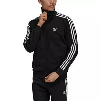Adidas Originals Trefoil Zip-Up Полосатая спортивная куртка Мужские топы черные H09112 XS