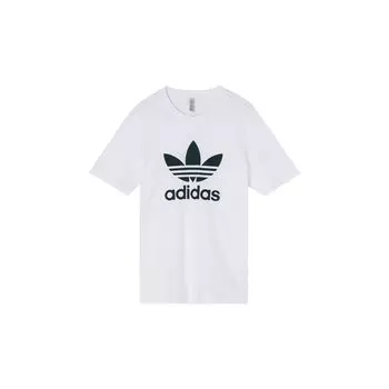 Adidas Originals Трилистник Большой логотип с принтом с круглым вырезом и короткими рукавами Мужские топы Белые HK5227 XS