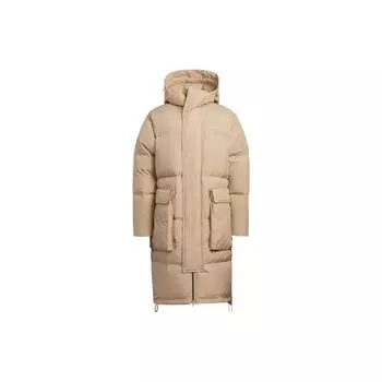Adidas Originals Трилистник Длинный пуховик с капюшоном на молнии средней длины Мужская верхняя одежда цвета хаки HS7290 L