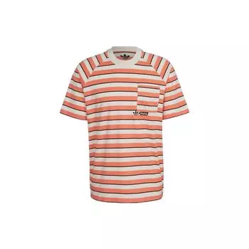 Adidas Originals Трилистник Карманная полоса с круглым вырезом с коротким рукавом Мужские топы Оранжевый HT1663
