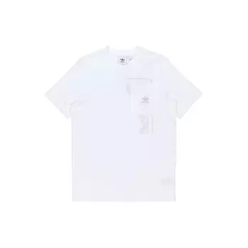 Adidas Originals Трилистник Кешью Карманная футболка с короткими рукавами Мужские топы Белый DX3657 S