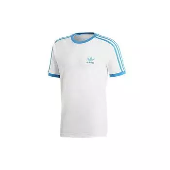 Adidas Originals Трилистник Контрастная синяя футболка с короткими рукавами Мужские топы Белый DZ4586 S