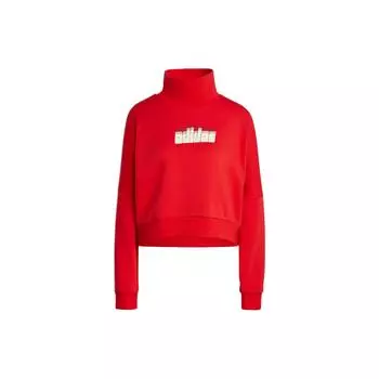 Adidas Originals трилистник, однотонная полоска с буквенным принтом, пуловер с воротником-стойкой, толстовка с длинными рукавами, женские топы, красный IA3931 M