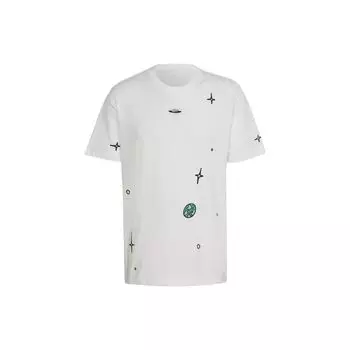 Adidas Originals Трилистник RYV. Спортивная футболка с круглым вырезом с космическим принтом, мужские топы, белая HC9456 S
