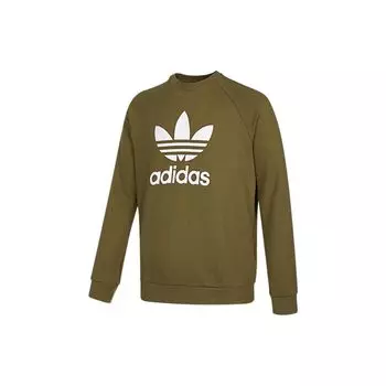 Adidas Originals Трилистник с большим логотипом и принтом с круглым вырезом, мужская толстовка в стиле милитари, зеленый H06652 M