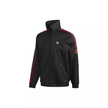 Adidas Originals Трилистник с контрастным логотипом и принтом в полоску Спортивная куртка Мужская верхняя одежда Черный GE0841 XS